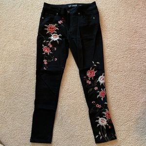 SandPiper Embroidered Black Jeans